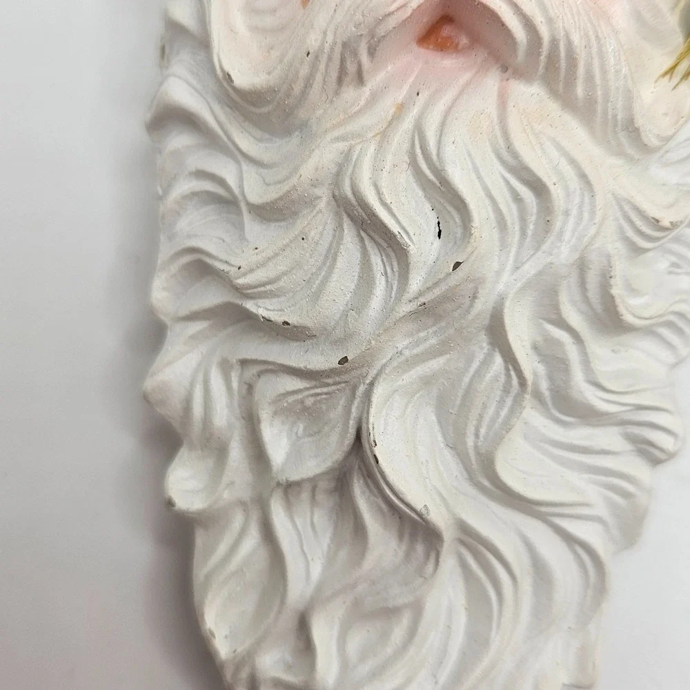 Set of 3 Vintage Santa Face Christmas Ornaments‎ Gold Hat Tassel Holiday Decor